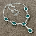 thumbnail image 3 of 925 Sterling Silver Green Jade Gemstone Handmade Jewelry Necklace 18", 3 of 4