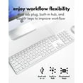 thumbnail image 2 of Macally Wired Keyboard for Mac with USB Hub (2X USB-A / 1x USB-C) - Compatible Backlit Apple Keyboard with Dual Interface - Auto OS Detection for Mac, MacBook, iMac, PC, Android, iPad, iOS - Silver, 2 of 8