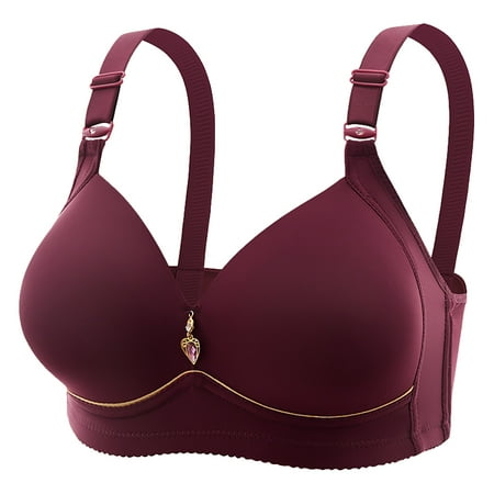 IDALL Bras for Women No Underwire Push Up Bras for Women Sports Bras for Women Non Steel Ring Gathering Lingerie Bralettes for Women with Support Bralette Wine B