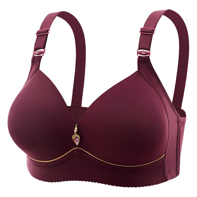 PEASKJP Minimize Bras for Women Comfort-Strap Wireless, Full-Coverage Bra with 4-Way Support, Wine D
