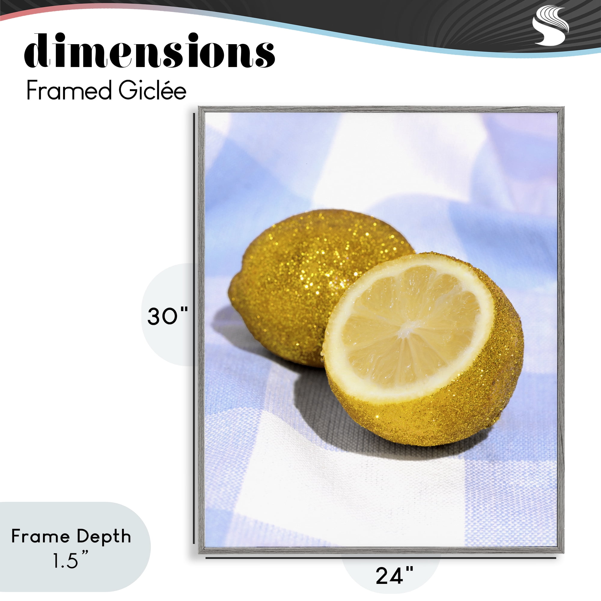 Stupell Industries Glimmer Lemon on Blue Gray Framed Giclee Art, design by LISH Creative