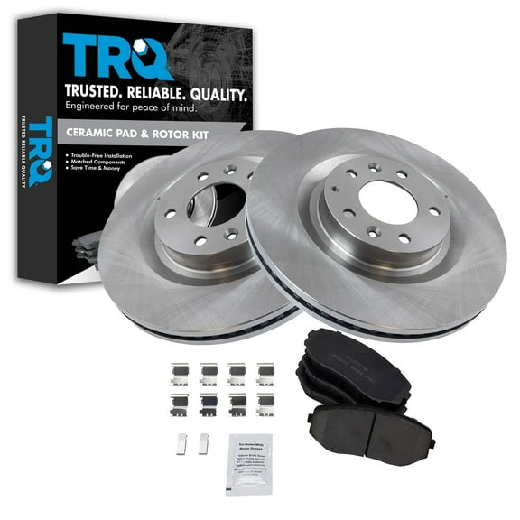 TRQ Front Brake Pad & Rotor Kit Brake Pads Brake Rotor Ceramic Fits Select 2007-2015 Mazda CX-9