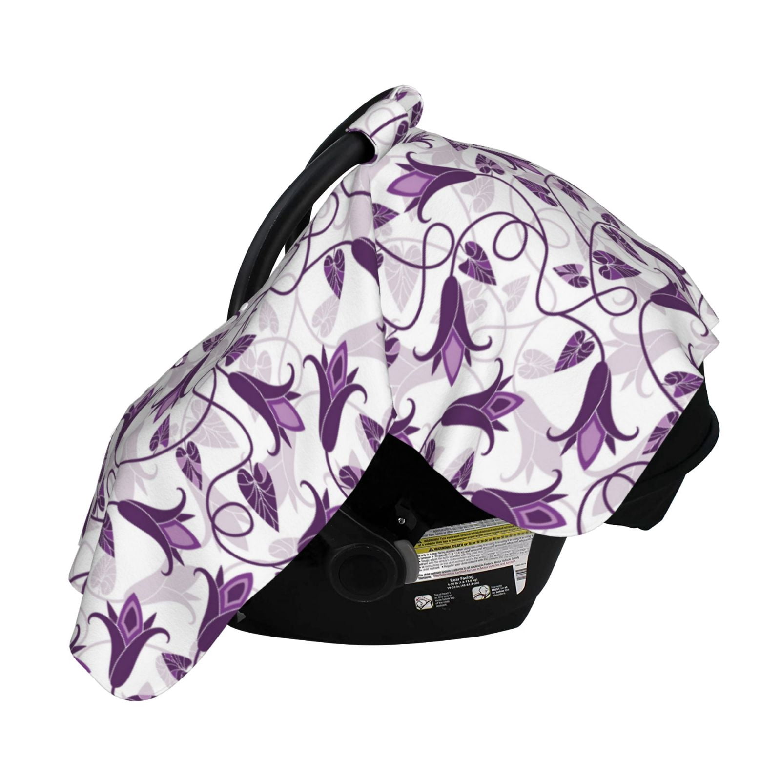 Naloa Violets Flowers Baby Car Seat Cover, Breathable Baby Carrier Cover, Multiuse Baby Carrier Cover & Nursing Breastfeeding Cover