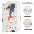 thumbnail image 2 of Cartoon Whales Colorful Stars Hand Towel Absorbent Bath Towels for Bathroom Sports Gym 28" x 14" Set of 2, 2 of 8