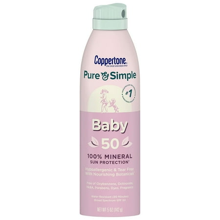 Coppertone Pure & Simple Baby SPF 50 Sunscreen Spray - 5.0 Oz (Pack of 20)