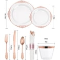 thumbnail image 6 of Goodluck 350 Pieces Rose Gold Plastic Dinnerware Set for 50 Guests, Fancy Disposable Plates for Party, Include: 50 Dinner Plates, 50 Dessert Plates, 50 Pre Rolled Napkins with Silverware, 50 Cups, 6 of 7