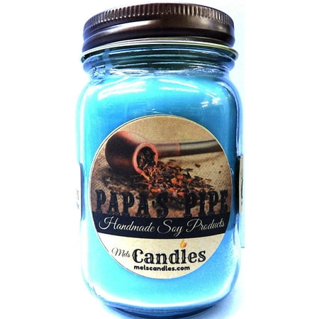 Papa's Pipe 16oz All Natural Country Jar Soy Candle - Wonderful Tobacco and Cherry Blend (Best Cherry Vanilla Pipe Tobacco)