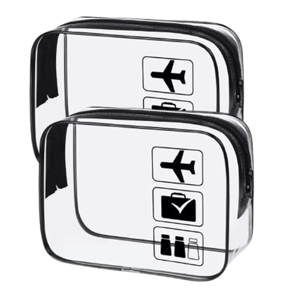 Fmxomd TSA Approved Toiletry Bag, 2 Pcs Clear Toiletries Bags Quart Size Travel Makeup Cosmetic Bag for Women Men, Carry on Airport Airline Compliant Bag (Black)