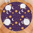 thumbnail image 2 of Purple Sun Moon Cloud Star Pattern Round Fitted Tablecloth with Elastic Edge,Dining Table Cover Waterproof,Outdoor Round Tablecloth for Camping,Dining,Indoor and Outdoor, 2 of 7