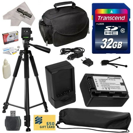Panasonic Sd40 Must Have Kit for Panasonic SD40, T50, TM90, HS40, HS60, HS80, H85, H95, H100, H101, HS60, HS80 Camcorder with 32GB SDHC Card, VW-VBK180 2000mAh Battery, Charger, Carrying Case, Tripod ()