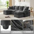 thumbnail image 4 of 110" Sectional Couches for Living Room, Modern Convertible Upholstered Comfy Sleeper Sofa with Ottoman 2 Pillows, Sofa Sectionals for Living Room, Apartment, Office, Black, 4 of 12