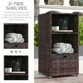 thumbnail image 4 of Outsunny Outdoor Storage Cabinet, Patio Storage Box Rack Rattan Wicker Pool Towel Valet Organizer Poolside Garden Lawn Bathroom Furniture Shelf w/ Shelf Drawer, Mixed Brown, 4 of 10