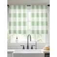 thumbnail image 2 of Spring Green Plaid Sheer Curtains 45 Inch Long 2 Panels, Simple Art Light Filtering Rod Pocket Semi Sheer Curtains, Sheer Voile Drapes for Living Room Bedroom, 52"x45", 2 of 5