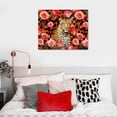 thumbnail image 5 of Shiartex Leopard Print Roses Maximalism Canvas Wall Art Print Home Decor Living Room Bedroom Office Wall Decor 20x16in, 5 of 6