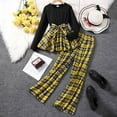 thumbnail image 2 of Tween Girls Outfits Set Long Sleeve Crewneck Plaid Dress With Matching Pants 2 Piece Casual Winter Fall Clothes Yellow Size 10-11T, 2 of 9