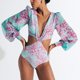 thumbnail image 2 of Gibobby Trajes de Baño Mujer Completos Bikini de manga larga con estampado de mujer Traje de baño sexy Traje de baño grande para mujer(Azul,XL), 2 of 3
