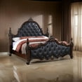 thumbnail image 6 of Moni King Bed, Black Button Tufted Classical Upholstery, Cherry Brown Wood, 6 of 6