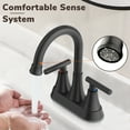 thumbnail image 4 of KINGTACK Bathroom Faucets 4 Inch Matte Black Bathroom Sink Faucet, Stainless Steel Lead-Free 2-Handle Centerset Faucet with Pop-up Drain and 2 Supply Hoses Fits 2 or 3-hole Sink, 4 of 10