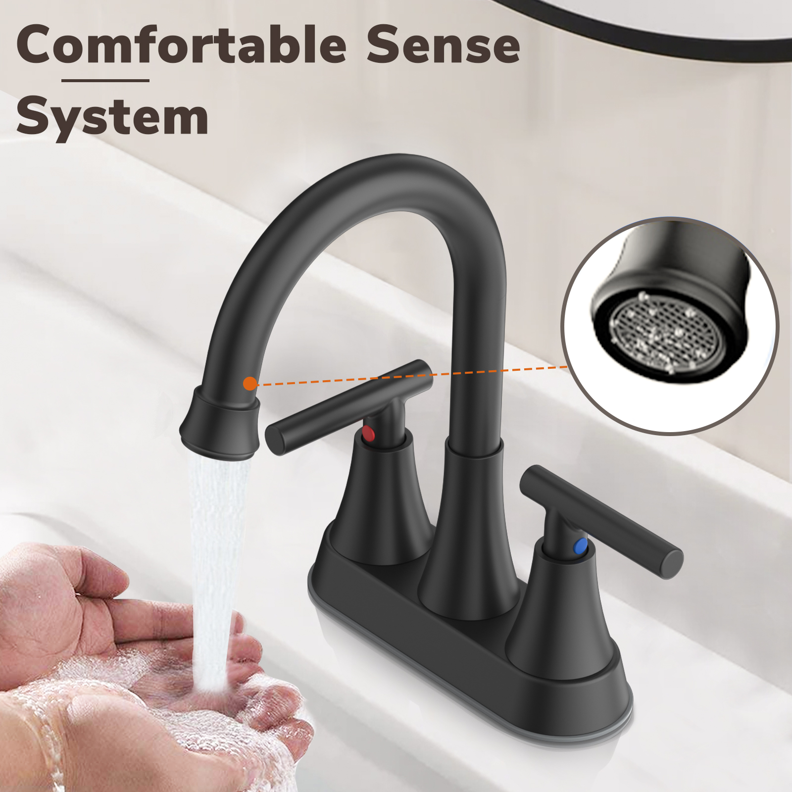 Kingtack 4-Inch Matte Black Bathroom Sink Faucet photo 2