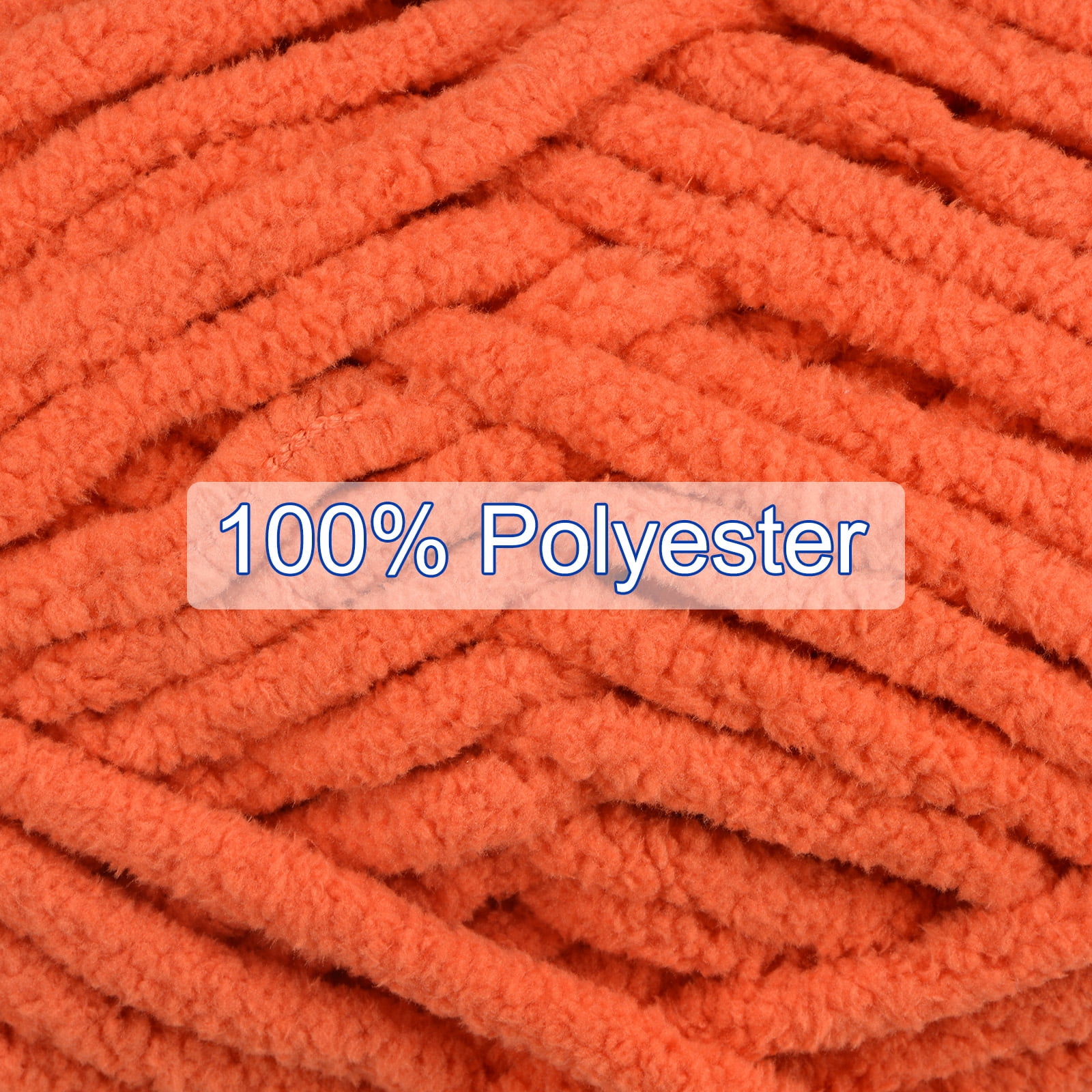 Uxcell 3Skeins Chenille Yarn Blanket Yarn 3x100g/10.5oz Polyester Soft Knitting Orange