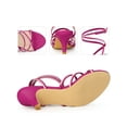 thumbnail image 2 of BLISSFUL STEP Open Toe Contrasting Color Kitten Heels Sandals for Women Hot Pink (Size 7), 2 of 5