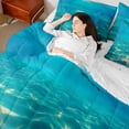 thumbnail image 5 of Manfei Underwater Wave Bedding Comforter Set for Kids Boys and Girls, Coastal Ocean Print Full Bedding Set, Reversible 7 Pieces, 5 of 6