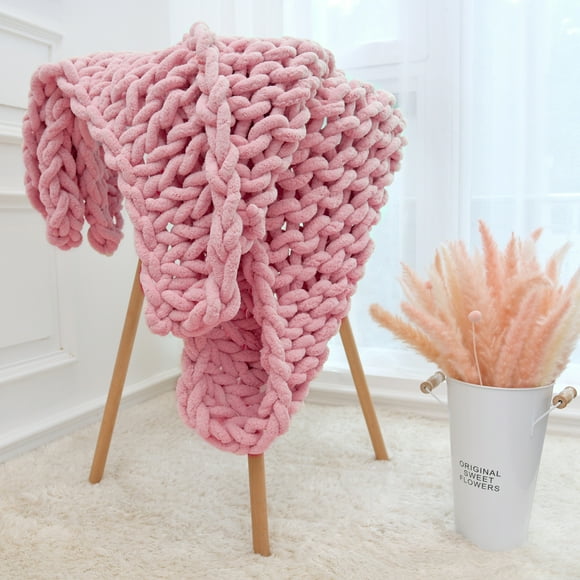 Yeacher Handmade Knitted Blanket Thick Chenille Thread Bed Blanket Sofa Cover Photo Prop