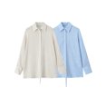 thumbnail image 2 of HH TRAF 2024 Camisa casual de moda para mujer, cuello vuelto, mangas largas, cordones en la espalda, blusa de verano de un solo pecho para mujer, 2 of 5