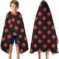 thumbnail image 3 of Red Strawberry Plants Black Pattern Hooded Bath Towel，60"x35" for Ages 3 To 12 Kids, Quick Dry Lightweight Soft Microfiber Hood Beach Towel Cover Up for Kids, 3 of 7