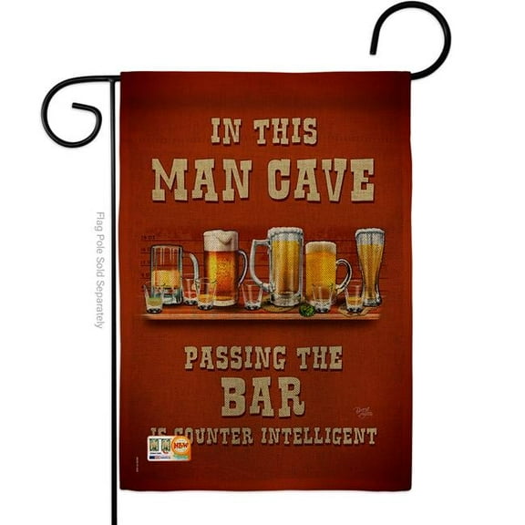 Breeze Decor BD-BV-G-117045-IP-DB-D-US18-SB 13 x 18.5 in. Man Cave Passing the Bar Burlap Happy Hour & Drinks Beverages Impressions Decorative Vertical Double Sided Garden Flag