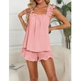 thumbnail image 4 of Womens Pajamas Set 2 Piece Ruffle  Soft Tank Top and Shorts Sleepwear Set Bridal Pajama for Women Set, 4 of 7