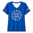 thumbnail image 4 of Wang6 Womens 250th Anniversary USA Shirts Plus Sized America Flag 1776-2026 Printed V Neck Tshirts 4th of July Tops Short Sleeve Independence Day Graphic Tees X_0527liBlue XL, 4 of 4
