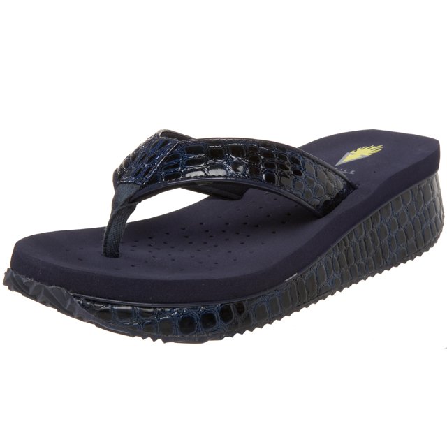 VOLATILE Sandale Compensée Mini Croco pour Femmes, Marine, 10 B US