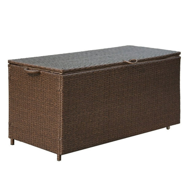 Storage Bin Deck Box PE Wicker Outdoor Patio Cushion Container Garden
