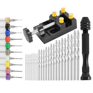 Hakkin 32 Pcs Pin Vise Hand Drill for Jewelry Making, Mini Manual Drill Kit  - 0.8-3.0mm HSS Micro Twist Drill, Pin Vise, Carving Clamp