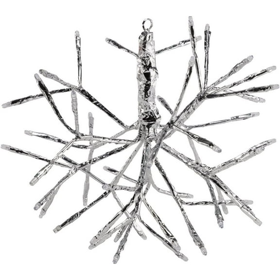 Alpine Corporation 10"H Indoor Christmas Snowflake Ornament with White LED Lights, Silver