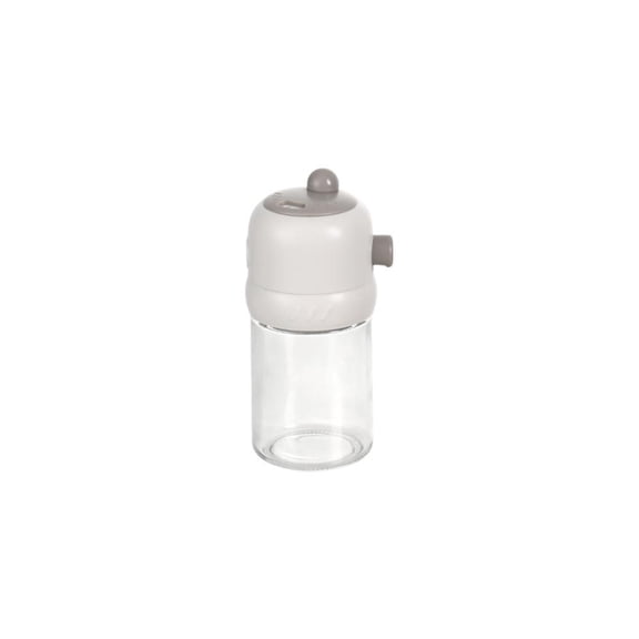 Glass Salt Shaker with Adjustable Lid, Quantitative Spice Dispenser, Push Button Glass Seasoning Container for Kitchen, Home, and Cooking