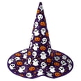 thumbnail image 2 of Witch Hats for Kids Halloween Quilted Ghost Wizard Hat Pointed Cap Stars Boys Girls Cosplay Costume Accessories, 2 of 3