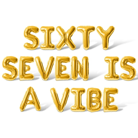 Letter Balloons - SIXTY SEVEN IS A VIBE 16" Inch Alphabet Letters Foil Mylar Balloon 67th Birthday Party Banner (Gold)