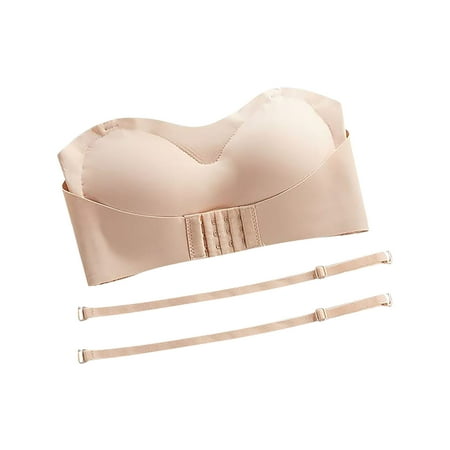 

KDDYLITQ Women Crop Tube Top Strapless Full Coverage Seamless Everyday Bandeau Bra Stretchy Bralette Complexion S