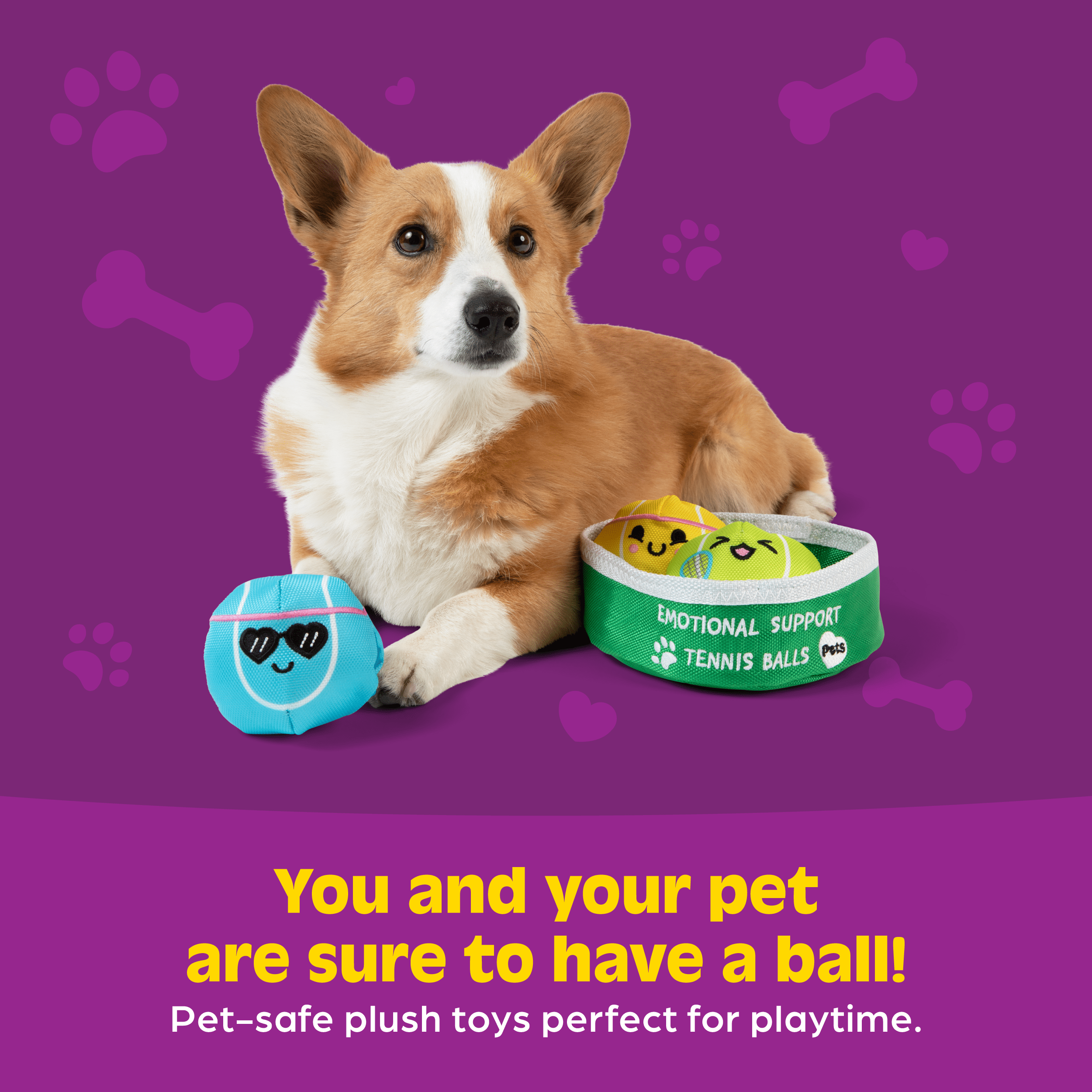Emotional Support Pet Tennis Ball - Dog Toy for Your Furry Friend, Inlcudes 3 Toys by Emotional Support Pals