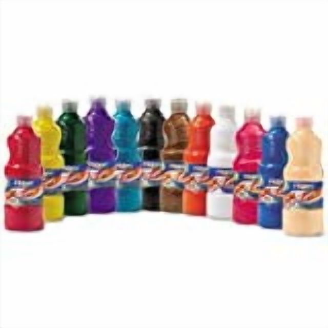 Prang Tempera Paint Set, Assorted Colors, 16 oz Bottles, Set of 12