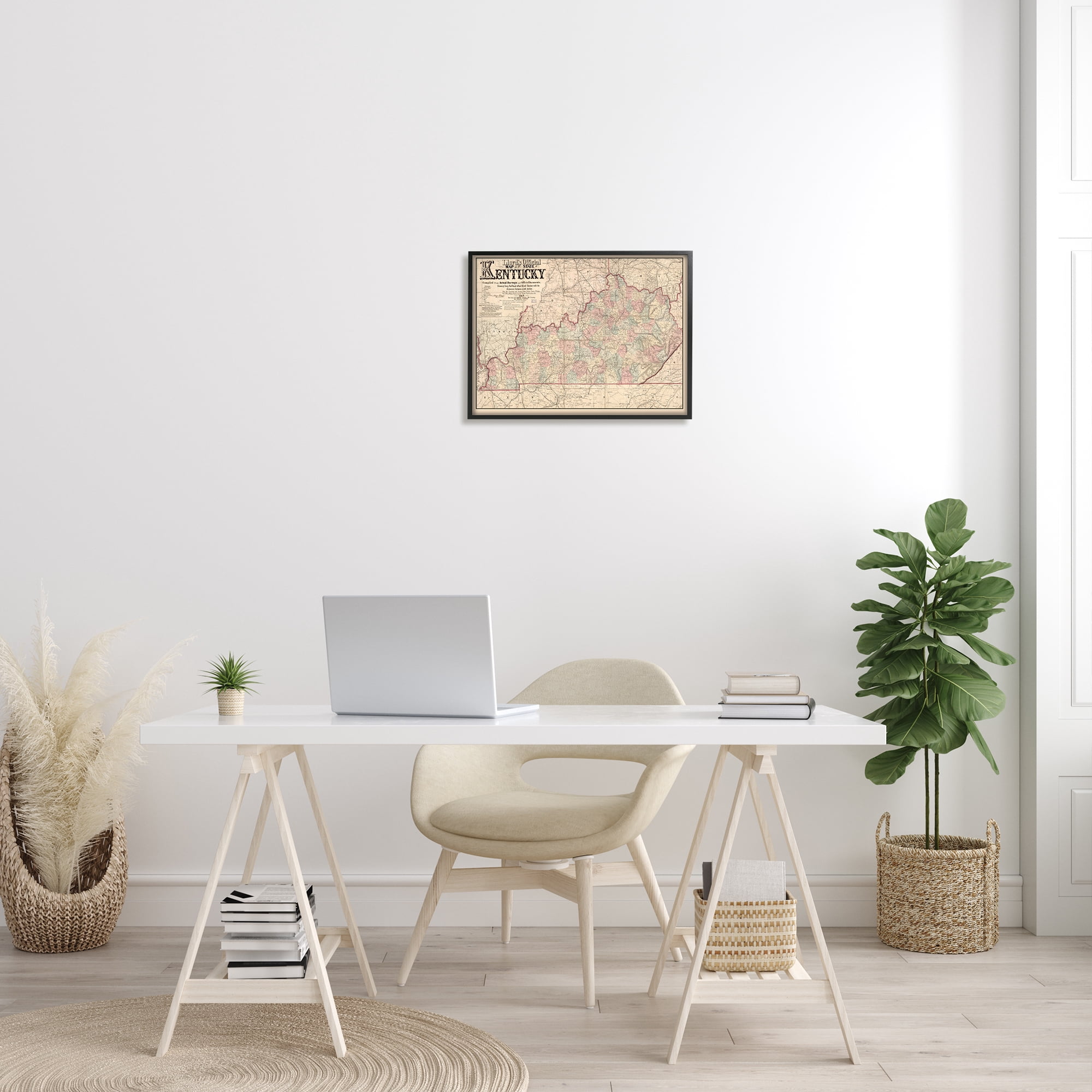 Stupell Industries Historic Kentucky Southern US State Map Vintage Cartography, 20 x 16, Design by Daphne Polselli
