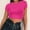 Pink, variant on Crop Tops,Tshirts Shirts for Women,Women's Round Neck Summer Solid Color Short T Shirt,Cute Tops,Summer Tops,Womens T Shirts,Hot Pink,XL