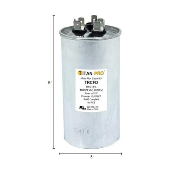 TRCFD355 - OEM Upgraded Replacement for Titan Pro Motor Run Capacitor 35 5 MFD uF 370/440 Volt Round