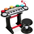 thumbnail image 1 of Best Choice Products 37-Key Kids Electronic Musical Instrument Piano Learning Toy Keyboard w/ Multiple Sounds, Lights, Microphone, Stool - Black, 1 of 7