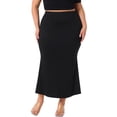 thumbnail image 1 of Falda de mujer de tallas grandes GRACE & GRANDEUR, paquete de faldas de sirena de cintura alta, de punto, casual, ajustada, maxi, 1X, negra, 1 of 1