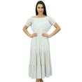 thumbnail image 4 of Bimba Women's Floral Smocked Waist Cotton Maxi Summer Chic Dress, 4 of 8