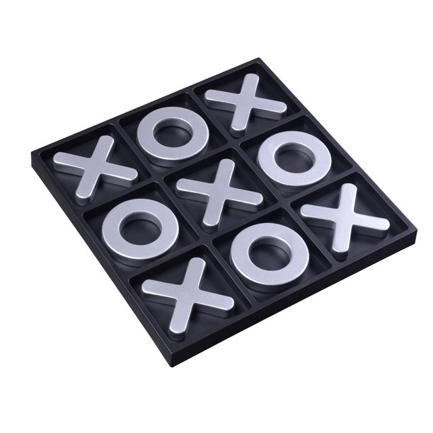 Juego de mesa Tic Tac Toe Tolevoit, plata texturizada, 11.6 pulgadas