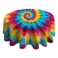 thumbnail image 4 of Colorful Tie Dye Mandala Pattern Round Tablecloth 60"x60",Wrinkle Wipeable Table Cloth for Kitchen Dining Room Picnic Patio Party, 4 of 6